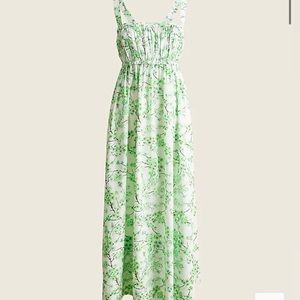 J.Crew Gathered tank midi dress in lime cherry blossoms